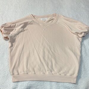 Short Puff Sleeve Sweatshirt in Washed White from The Great